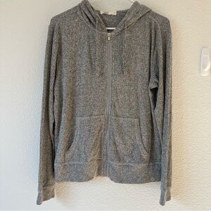 Ocean Drive Gray Ribbed Zip-Up Sweater‎ Small